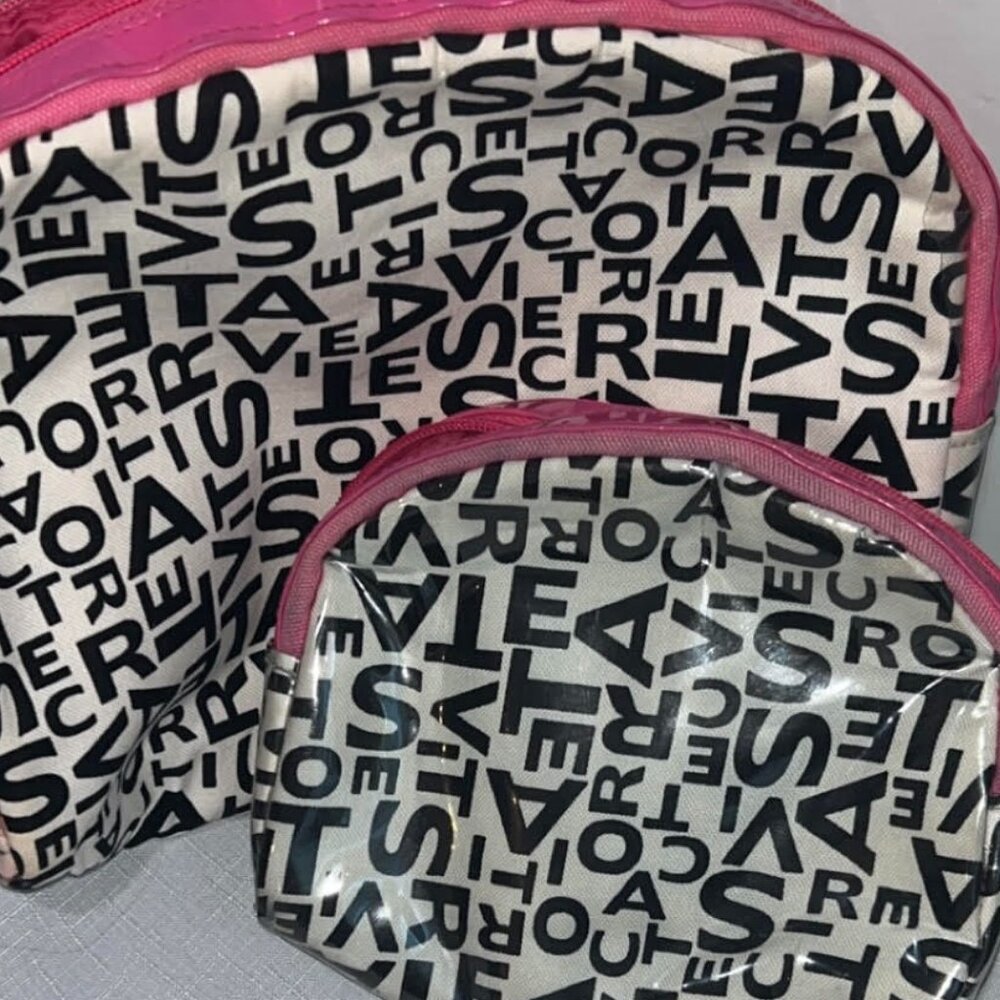 Victorias Secret Set of 2 Makeup Bags 10 x 8 and 7 x 5 NWOT